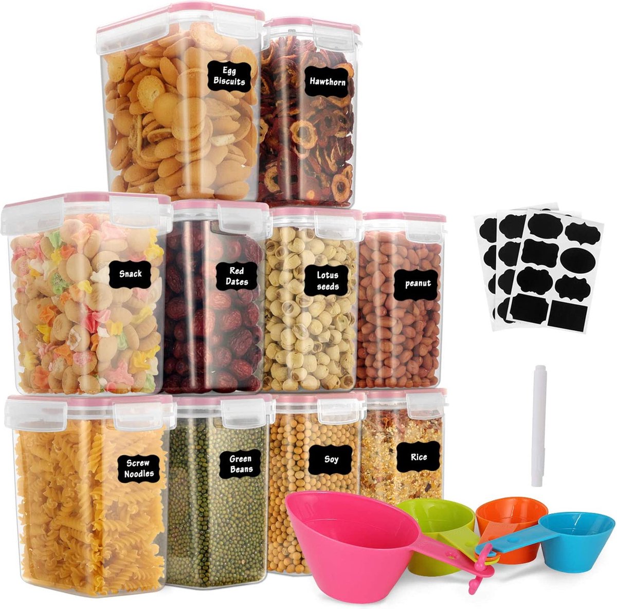 Keuken Opslag Containers | premium kwaliteit, voorraadpotten set, opbergdoos keuken luchtdichte container gemaakt van plastic, opbergdoos keukenorganizer.