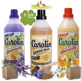 Carolin 3xLit | Savon Noir | Lavendel | Sinaasappel bloesem | Assortiment | Allesreiniger Ontvetter | Spaarzaam Krachtig