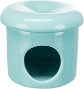 Trixie speelhuis muizen met deksel keramiek turquoise - 12x12x10 cm - 1 stuks