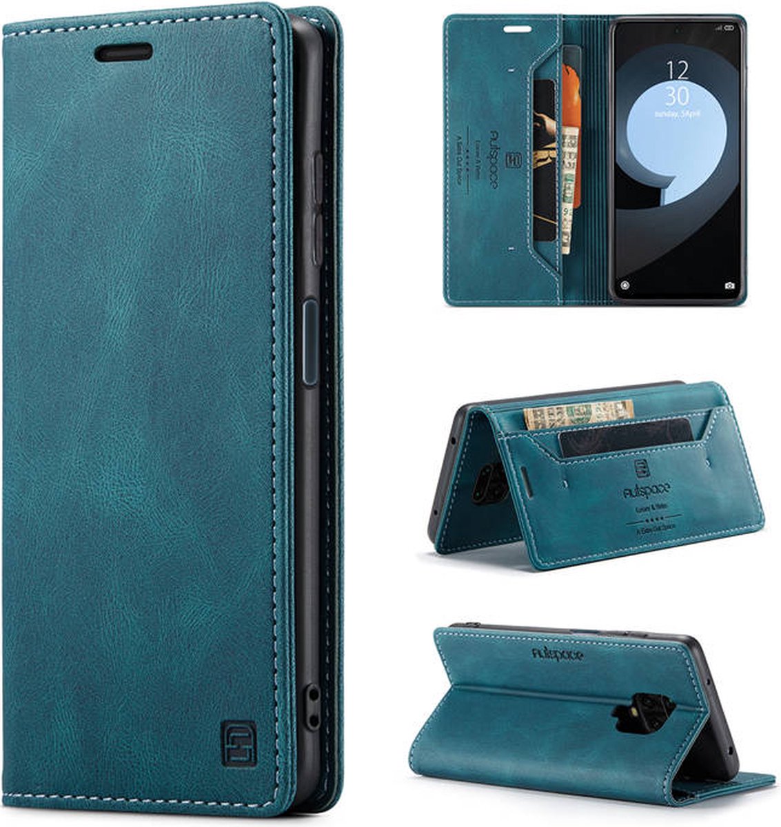 Luxe Flip Case met RFID Bescherming Kaarthouder en Magneetsluiting voor Xiaomi Redmi Note 9 Pro _ Blauw