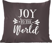 Sierkussens - Kussentjes Woonkamer - 50x50 cm - Kerst quote "Joy to the world" tegen een zwarte achtergrond - Kerstversiering - Kerstdecoratie voor binnen - Woonkamer