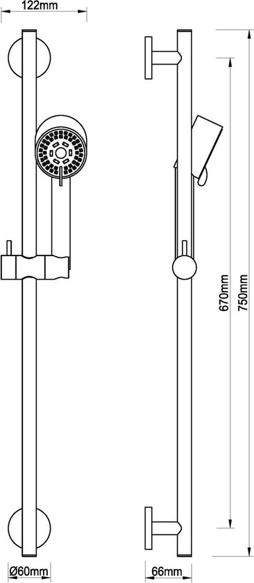 Bally Cadans Luxe Opbouw Glijstangset Compleet Met Handdouche Rond Geborsteld Koper