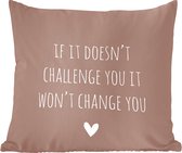 Sierkussen - Citation en anglais Si cela ne vous défie pas, cela ne vous changera pas Fond marron