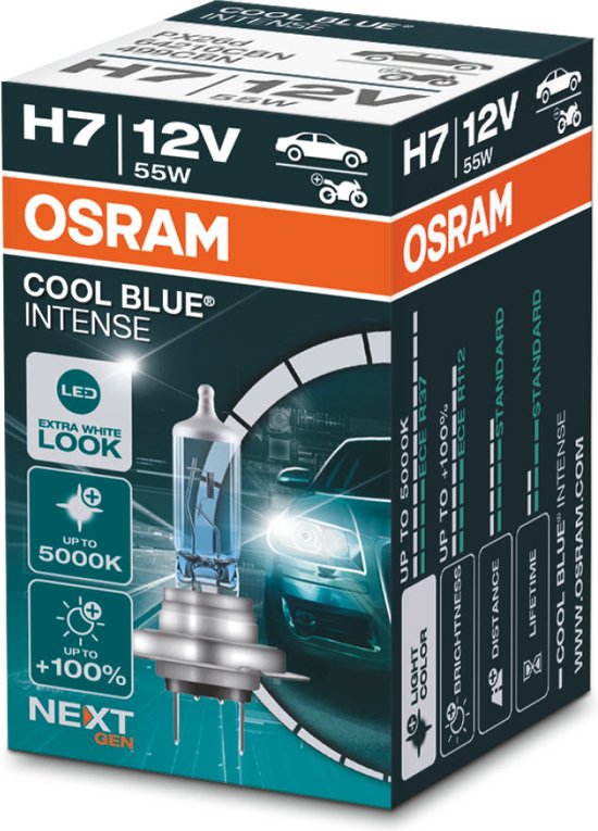 2x H7 LED 5000K lookalike lampen Osram Cool Blue Intense (NEXT GEN) heldere  extra