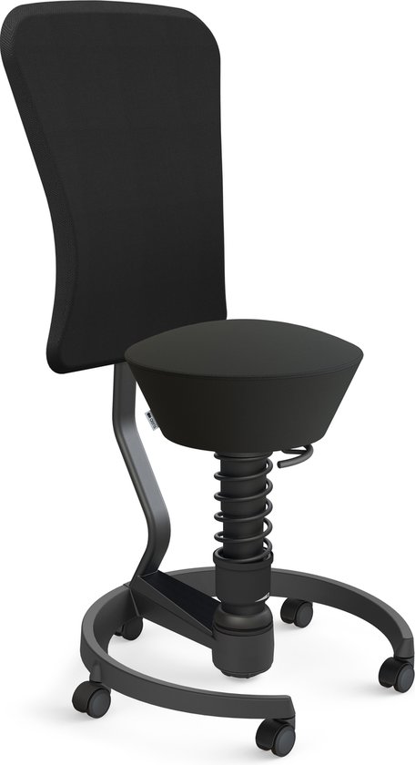 Aeris Swopper - Chaise de bureau ergonomique noir - roues souples - avec dossier