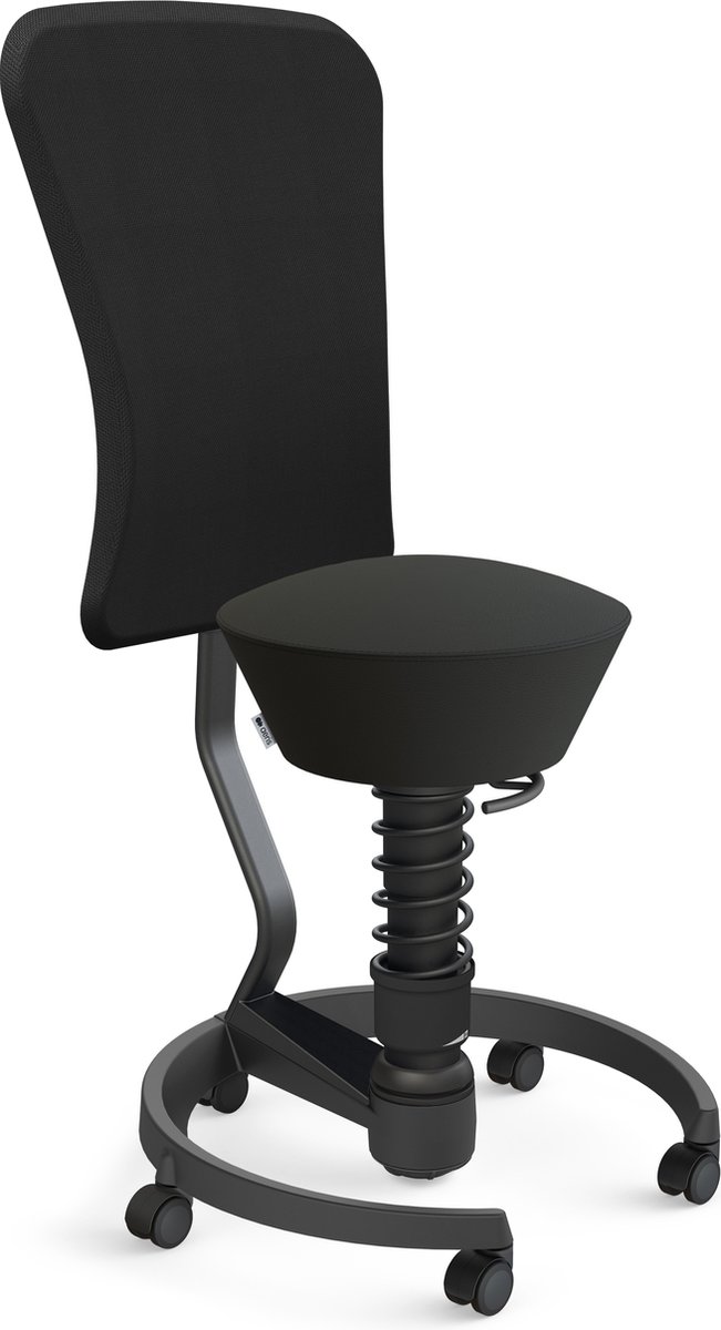 Aeris Swopper- Ergonomische bureaustoel zwart-kunstleer - zachte wielen - met rugleuning