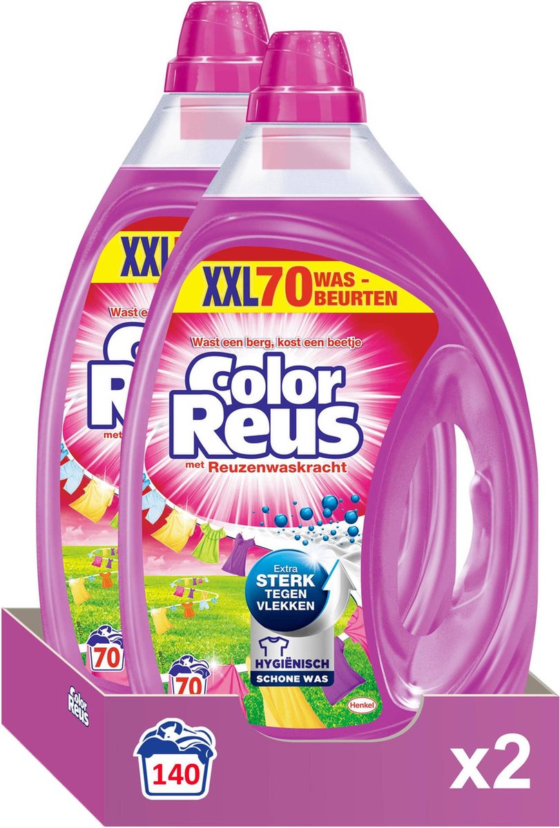 witte reus wasmiddel Color Reus Gel Vloeibaar Wasmiddel - 140 wasbeurten - Gekleurde Was - Voordeelverpakking