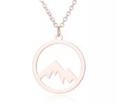 Travel Ketting Mountain / Berg / Bergen Reis-sieraad Wanderlust Rosékleurig rvs Traveling cadeau | traveldutchie