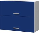 EXTRA - Hoge keukenkast 80cm 2 projectiedeuren - Mat Blauw