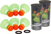 Speedminton Speeder Combi - 6 stuks - 3 Match Speeder - 3 Cross Speeder - speedbadminton - crossminton - speed badminton - Groen - Geel