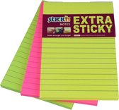 3 Stick'n schrijfblokken, 152x101mm gelinieerd, extra sticky, neon, 3x90 sticky notes
