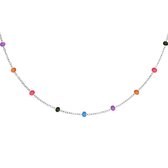 YEHWANG - Ketting met vrolijk gekleurde kralen - Zilver - RVS - Verstelbaar