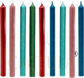 Cactula gekleurde lange luxe dinerkaarsen 28 cm Funky kleuren kwaliteit paraffine -Donkerrood / Roze / Turquoise / Groen / Donkerblauw - Kaarsen