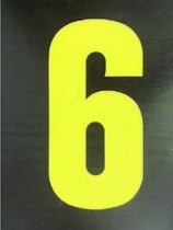 Reflecterend Cijfersticker: 6 GEEL 16,5cm  - Brievenbussticker, Plaknummer, Huisnummersticker, Kliko sticker, Containersticker