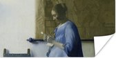 Poster Brieflezende vrouw in het blauw - Johannes Vermeer - 150x75 cm