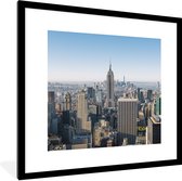 Fotolijst incl. Poster - Mooie uitzicht over Manhatten en de Empire State Building - 40x40 cm - Posterlijst