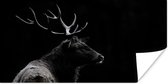 Affiche Cerf - Zwart et Wit - Bois - 40x20 cm