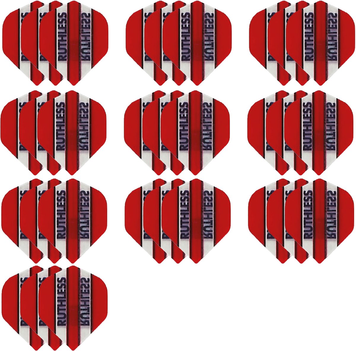 deDartshop 10 Sets (30 stuks) Ruthless flights Multipack - Rood - darts flights