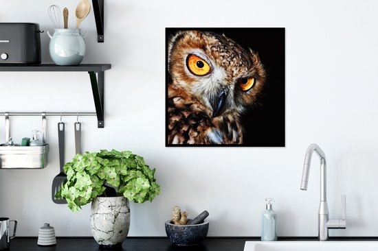 Cadre photo avec affiche - Hibou - Zwart - Jaune - 40x40 cm - Cadre pour affiche