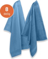 EM Kitchen Blauw - Set van 4 Theedoeken + 4 Keukendoeken