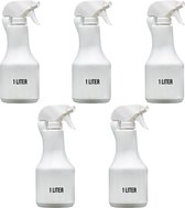 Handige Sprayflessen 5 stuks - Leeg - 1 Liter per fles - Sprayflacon - Plantenspuit - Sprayfles - Spray - Spuit - Spuitfles - Spuitflacon - Met verstuiver