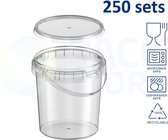 250 x plastic emmertjes met deksel - 870 ml - ø118mm - vershoudbakjes - meal prep bakjes - rond - transparant - geschikt voor diepvries, magnetron en vaatwasser - Nederlandse producent