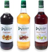 Bigallet koffiesiroop voordeelpakket Caramel, Irish Cream & Vanille - 3 x 100cl