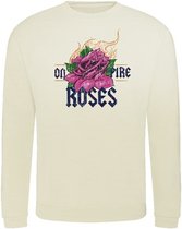 Sweater On Fire Roses - Off white (XL)