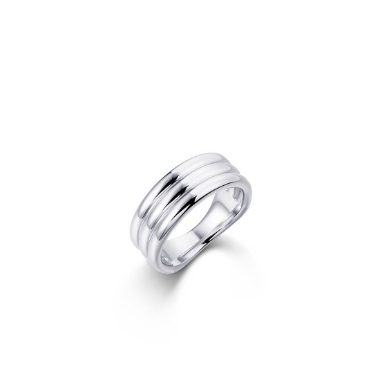 GISSER Jewels R456 - Ring 925 Zilver Gerhodineerd - 3 banen - Bold Bands Collection - 8mm breed