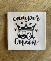 Tegeltje camper queen decoratie tegeltje tegeltjeswijsheden ivoorwit tekst op tegel voor caravan camper