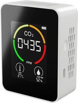 Co2 Meter | Thermohygrometer | LCD scherm | Digitale meter | Wit | Luchtkwaliteit meten | Binnen | Horeca | Melder | Draagbaar