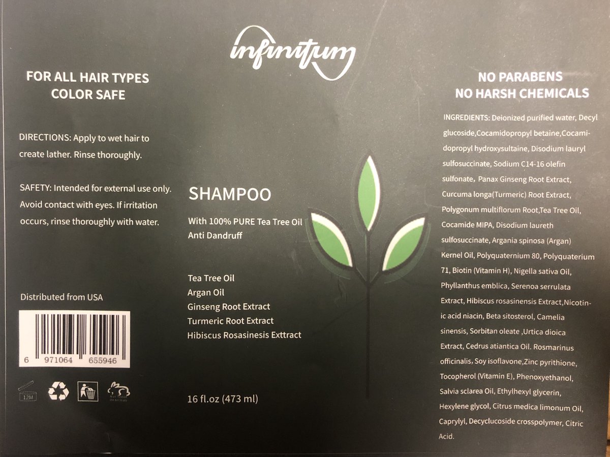 infinitum shampoo scalp care met tea tree ginsing tumeric hibiscus rosasinnesis ectract