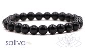 Sattva | Zwarte Onyx 8mm mala edelsteen armband in kado zakje Black Onyx