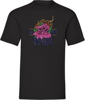 T-shirt On Fire Roses - Black (S)