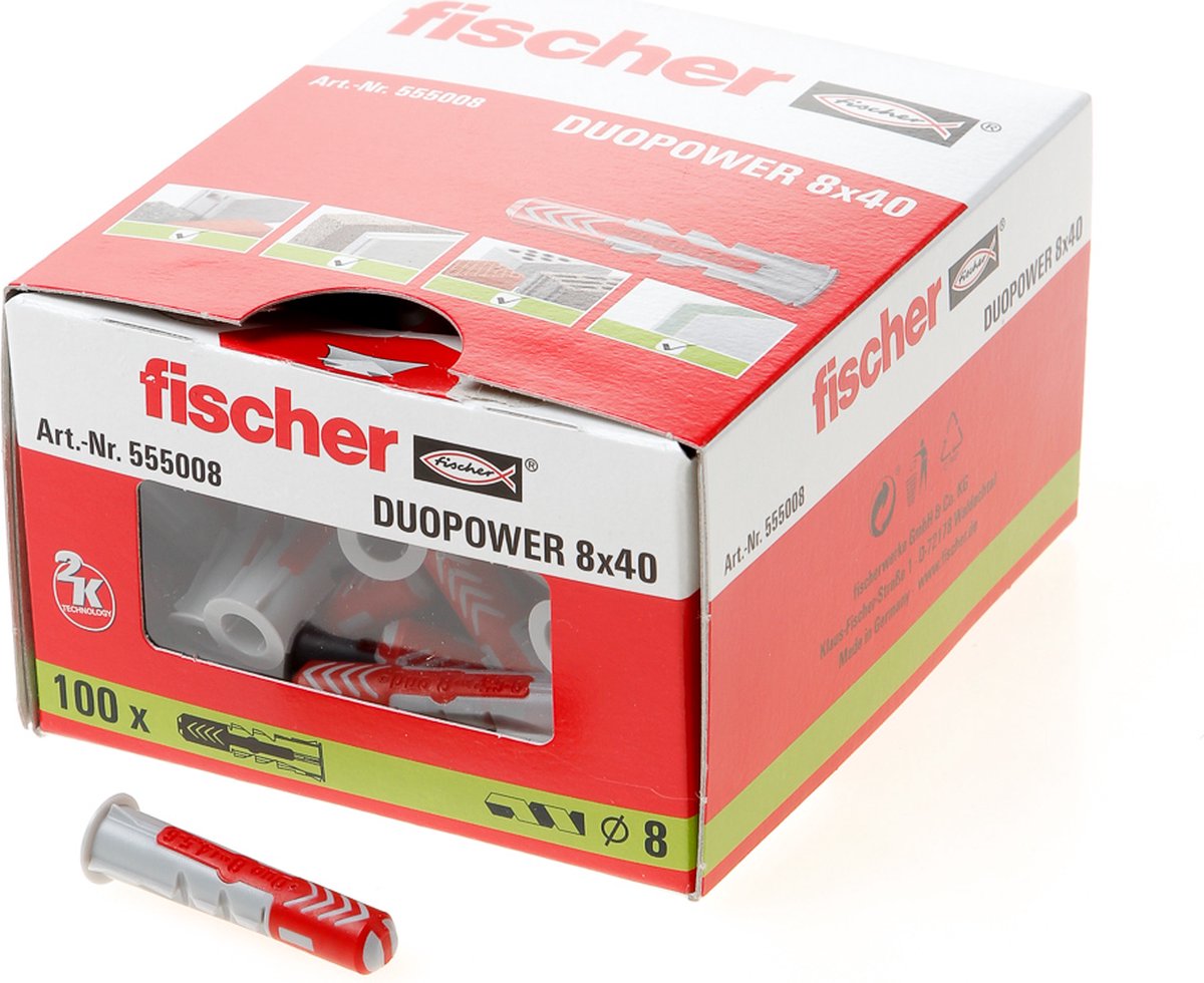 Fischer plug Duopower 8x40mm (Prijs per 50 stuks)