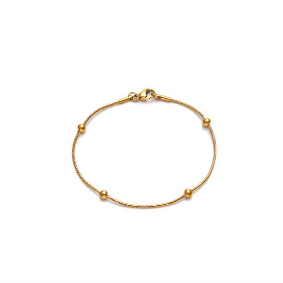 ABkettinkjes - Armbandje - Slang - Balletjes - Bolletjes - Goud - Gouden armbandje - Gold plated - Verguld - 18K