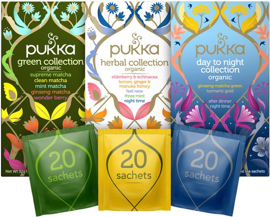 Pukka Collections Thee Bundel, Biologische kruidenthee selectie - 3 x 20 zakjes