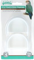Pawise Voerbakje en Waterbakje 130 ml – Geschikt voor zowel Voer als Water – Makkelijk te Bevestigen aan de Kooi – Geschikt voor Kleine Vogels – 2 stuks