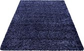 Tapijtenloods Basic Shaggy vloerkleed Donker Blauw Hoogpolig- 100x200 CM
