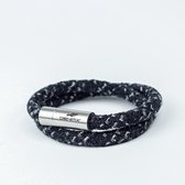 DenimX - Armband van gerecyclede denim (dubbel) - kleur ROCK (donker grijs) - Maat L (polsmaat 19 - 20 cm)