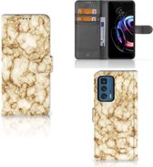 Book Cover Motorola Edge 20 Pro Smartphone Hoesje Marmer Goud