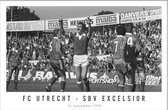 Walljar - FC Utrecht - SBV Excelsior '79 - Zwart wit poster met lijst