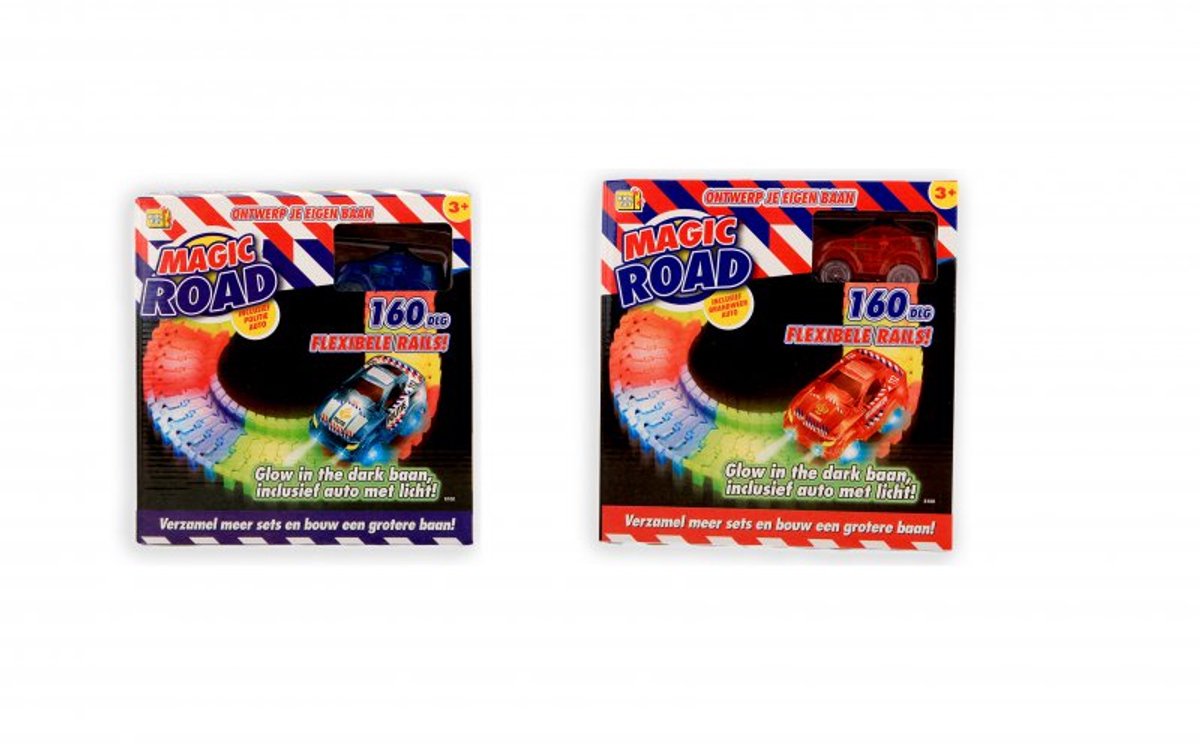 Kidsfun Racebaan Magic Road - 160-delig - (Blauwe auto)