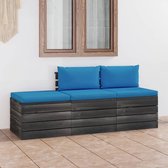 Decoways - 3-delige Loungeset met kussens pallet massief grenenhout