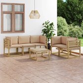 Decoways - 6-delige Loungeset met beige kussens