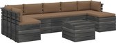 Decoways - 8-delige Loungeset met kussens pallet massief grenenhout