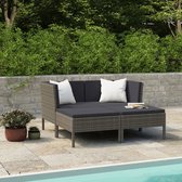 Decoways - 4-delige Loungeset met kussens poly rattan grijs