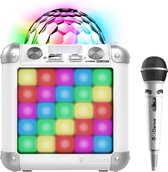 iDance BC100X Karaoke Set - Party Speaker met Bluetooth en Discolicht - Voor Volwassenen en Kinderen - Inclusief Karaoke Microfoon - Wit
