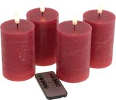 S/4 LED candle 3D Flame, red, plastic/wax,