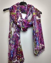Lange dames sjaal Elise paisleymotief cerise